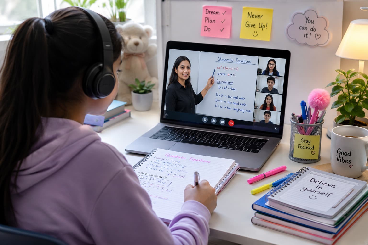 Student attending online tuition session